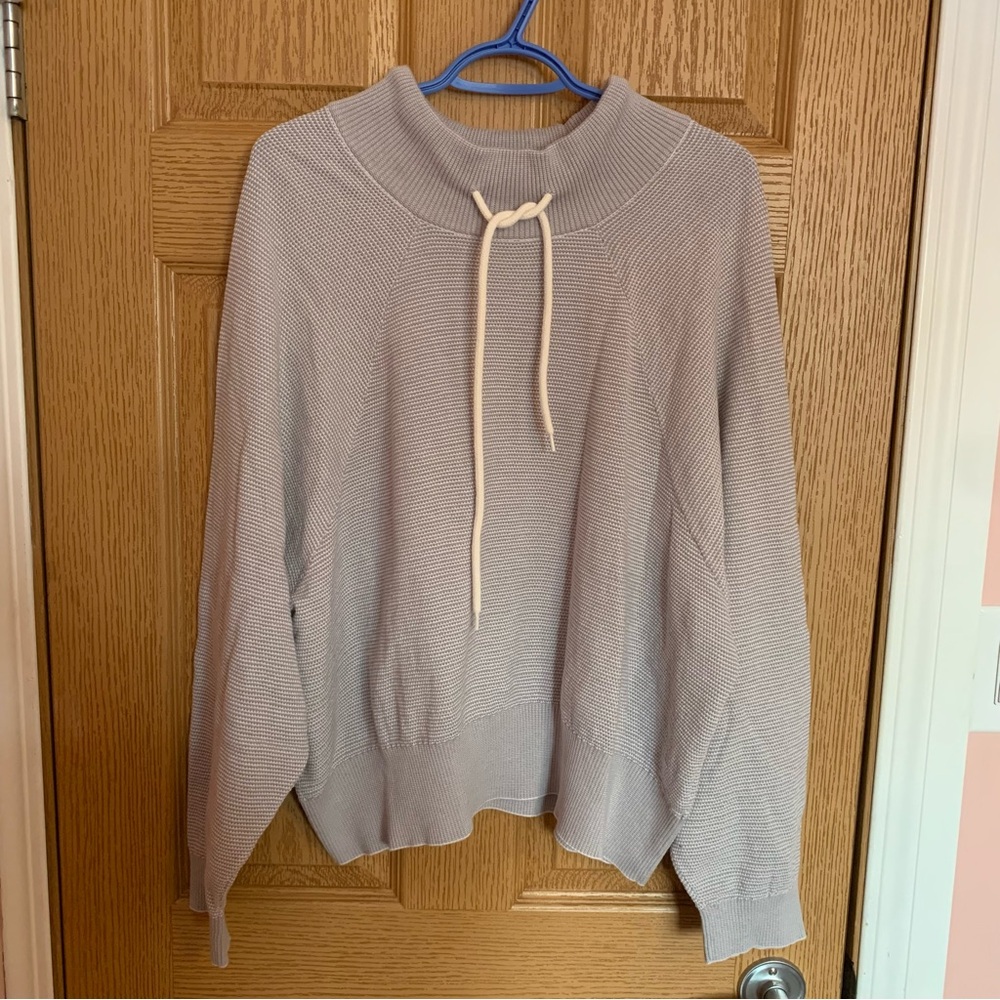 Varley Lavender Pullover Sweater with Cream Drawstring